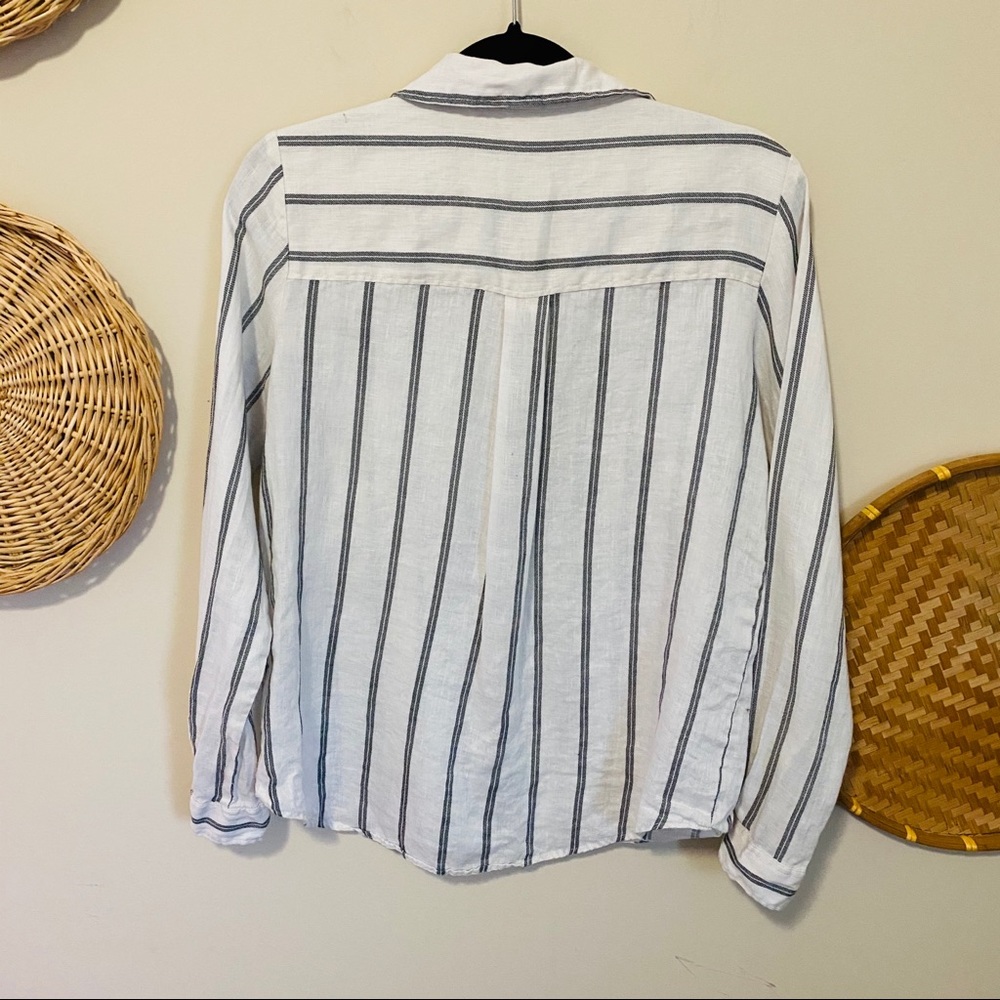 H&M Linen Vertical Striped Button Down Shirt - Picture 5 of 8